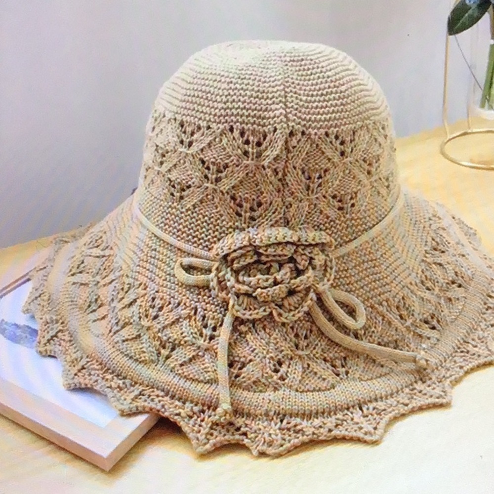 Ruffles & Flower Decor Crochet Knitted Hat
